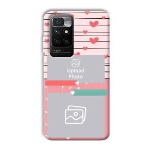 Pink Hearts Customized Printed Back Cover for Redmi 10 Prime