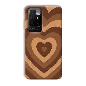 Brown Hearts Phone Customized Printed Back Cover for Redmi 10 Prime