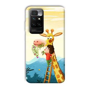 Giraffe & The Boy Phone Customized Printed Back Cover for Redmi 10 Prime