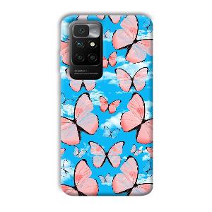 Pink Butterflies Phone Customized Printed Back Cover for Redmi 10 Prime