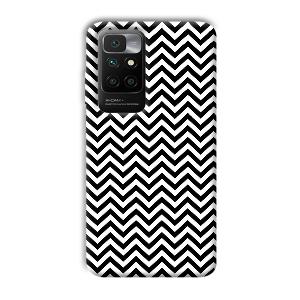 Black White Zig Zag Phone Customized Printed Back Cover for Redmi 10 Prime