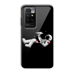 Lazy Astronaut Customized Printed Glass Back Cover for Redmi 10 Prime