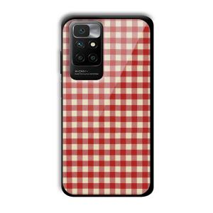 Red Checks Customized Printed Glass Back Cover for Redmi 10 Prime