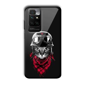 Rider Cat Customized Printed Glass Back Cover for Redmi 10 Prime