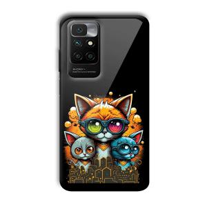 Cats Customized Printed Glass Back Cover for Redmi 10 Prime