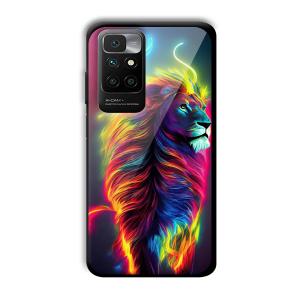 Neon Lion Customized Printed Glass Back Cover for Redmi 10 Prime