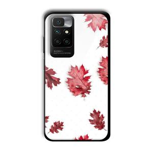 Red Leaves Customized Printed Glass Back Cover for Redmi 10 Prime