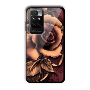Brown Rose Customized Printed Glass Back Cover for Redmi 10 Prime