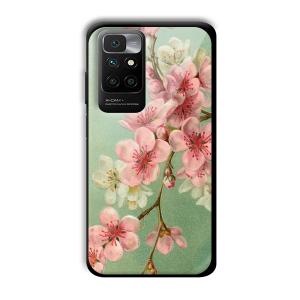 Pink Flowers Customized Printed Glass Back Cover for Redmi 10 Prime