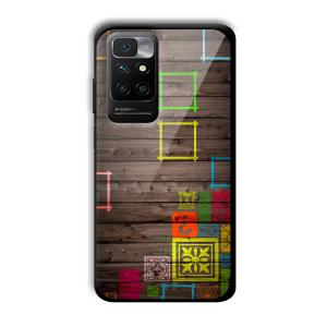 Wooden Pattern Customized Printed Glass Back Cover for Redmi 10 Prime