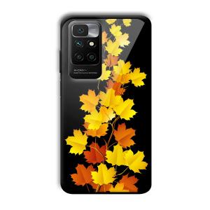Golden Leaves Customized Printed Glass Back Cover for Redmi 10 Prime