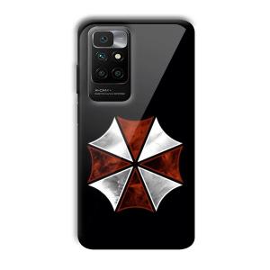 Red and Silver Customized Printed Glass Back Cover for Redmi 10 Prime