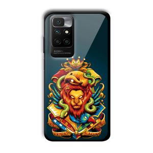 Fiery Lion Customized Printed Glass Back Cover for Redmi 10 Prime