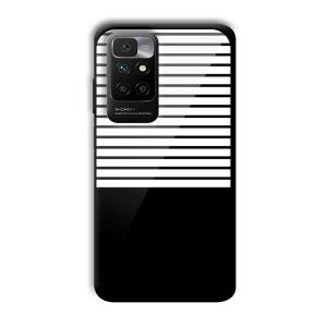 White and Black Stripes Customized Printed Glass Back Cover for Redmi 10 Prime