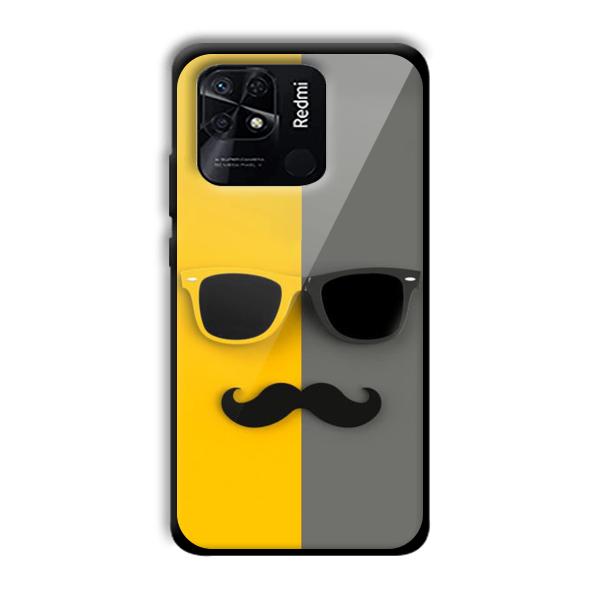 Yellow and Grey Sunglass Customized Printed Glass Back Cover for Xiaomi Redmi 10