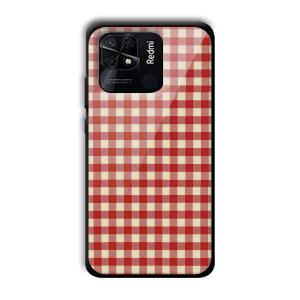 Red Checks Customized Printed Glass Back Cover for Xiaomi Redmi 10