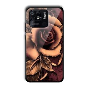 Brown Rose Customized Printed Glass Back Cover for Xiaomi Redmi 10