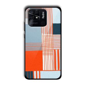 Orange Stripes Customized Printed Glass Back Cover for Xiaomi Redmi 10