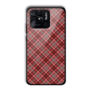 Red Checks Customized Printed Glass Back Cover for Xiaomi Redmi 10