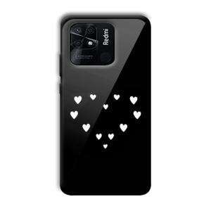 Little White Hearts Customized Printed Glass Back Cover for Xiaomi Redmi 10