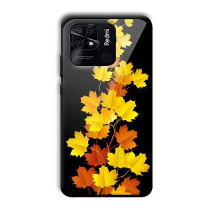 Golden Leaves Customized Printed Glass Back Cover for Xiaomi Redmi 10