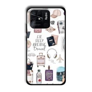 Eat Sleep Breathe Travel Customized Printed Glass Back Cover for Xiaomi Redmi 10