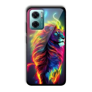 Neon Lion Customized Printed Glass Back Cover for Xiaomi Redmi 11 Prime 5G