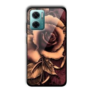 Brown Rose Customized Printed Glass Back Cover for Xiaomi Redmi 11 Prime 5G