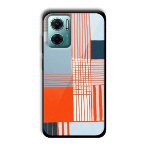 Orange Stripes Customized Printed Glass Back Cover for Xiaomi Redmi 11 Prime 5G
