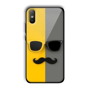Yellow and Grey Sunglass Customized Printed Glass Back Cover for Xiaomi Redmi 9A