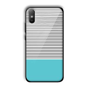 Cyan Stripes Customized Printed Glass Back Cover for Xiaomi Redmi 9A