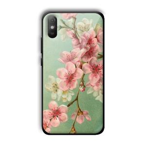 Pink Flowers Customized Printed Glass Back Cover for Xiaomi Redmi 9A