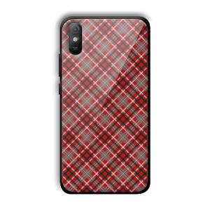 Red Checks Customized Printed Glass Back Cover for Xiaomi Redmi 9A