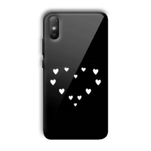 Little White Hearts Customized Printed Glass Back Cover for Xiaomi Redmi 9A
