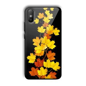 Golden Leaves Customized Printed Glass Back Cover for Xiaomi Redmi 9A