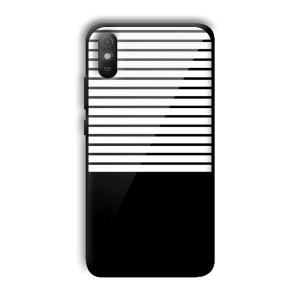 White and Black Stripes Customized Printed Glass Back Cover for Xiaomi Redmi 9A
