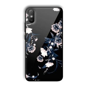 Dark Flowers Customized Printed Glass Back Cover for Xiaomi Redmi 9A