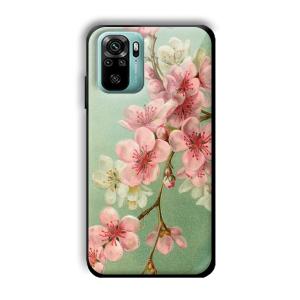 Pink Flowers Customized Printed Glass Back Cover for Xiaomi Redmi Note 10