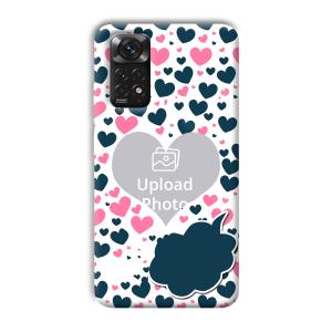 Blue & Pink Hearts Customized Printed Back Cover for Xiaomi Redmi Note 11
