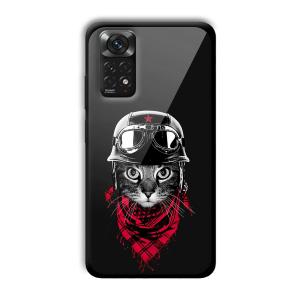 Rider Cat Customized Printed Glass Back Cover for Xiaomi Redmi Note 11