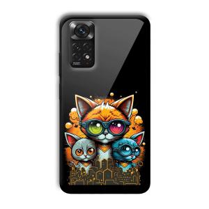 Cats Customized Printed Glass Back Cover for Xiaomi Redmi Note 11