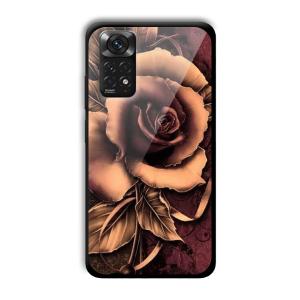 Brown Rose Customized Printed Glass Back Cover for Xiaomi Redmi Note 11