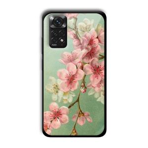 Pink Flowers Customized Printed Glass Back Cover for Xiaomi Redmi Note 11