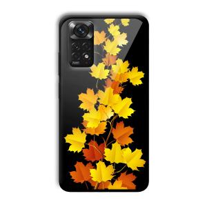 Golden Leaves Customized Printed Glass Back Cover for Xiaomi Redmi Note 11