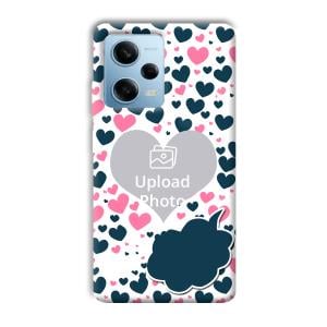 Blue & Pink Hearts Customized Printed Back Cover for Redmi Note 12 5G