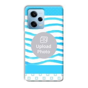 Blue Wavy Design Customized Printed Back Cover for Redmi Note 12 5G