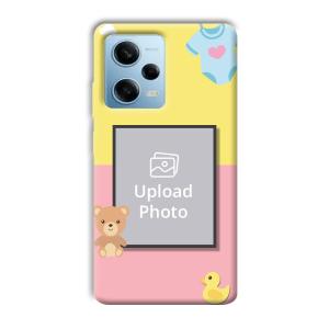 Teddy Bear Baby Design Customized Printed Back Cover for Redmi Note 12 5G