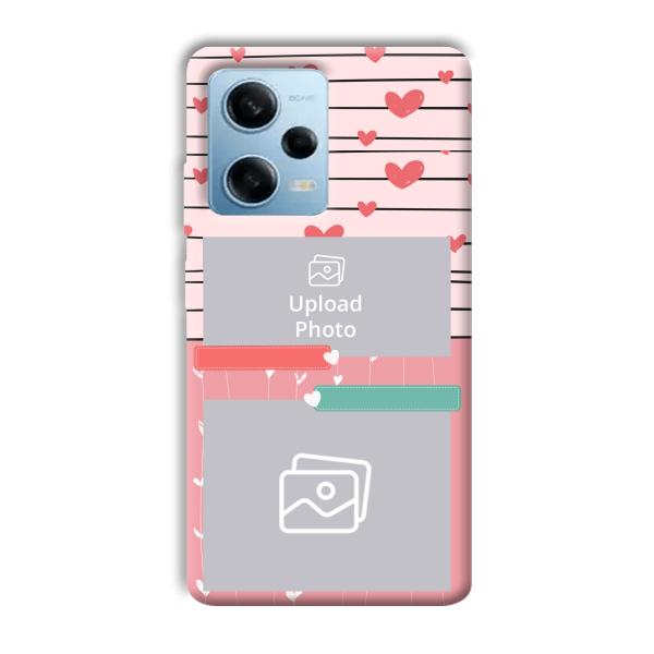 Pink Hearts Customized Printed Back Cover for Redmi Note 12 5G