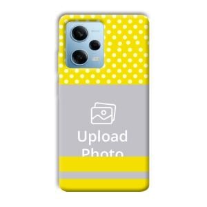 White & Yellow Customized Printed Back Cover for Redmi Note 12 5G