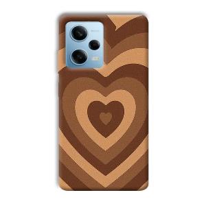 Brown Hearts Phone Customized Printed Back Cover for Redmi Note 12 5G
